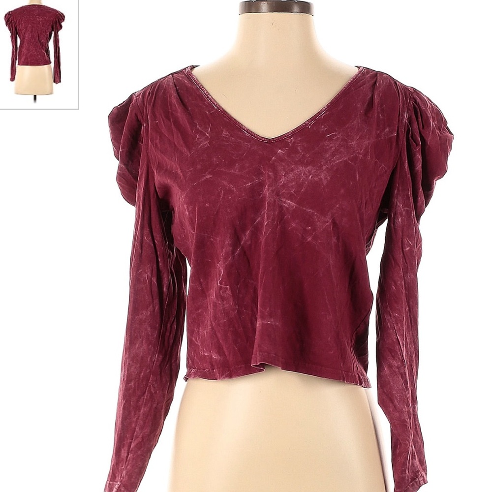 7 For All Mankind Puff Shoulder Long Sleeve Top